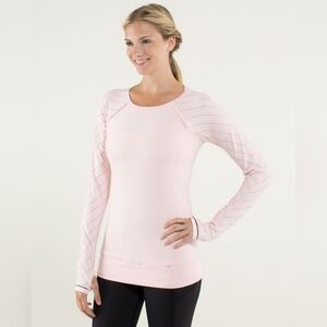LULULEMON Full Tilt Long Sleeve Pretty Pink Top Size 6-8 GUC